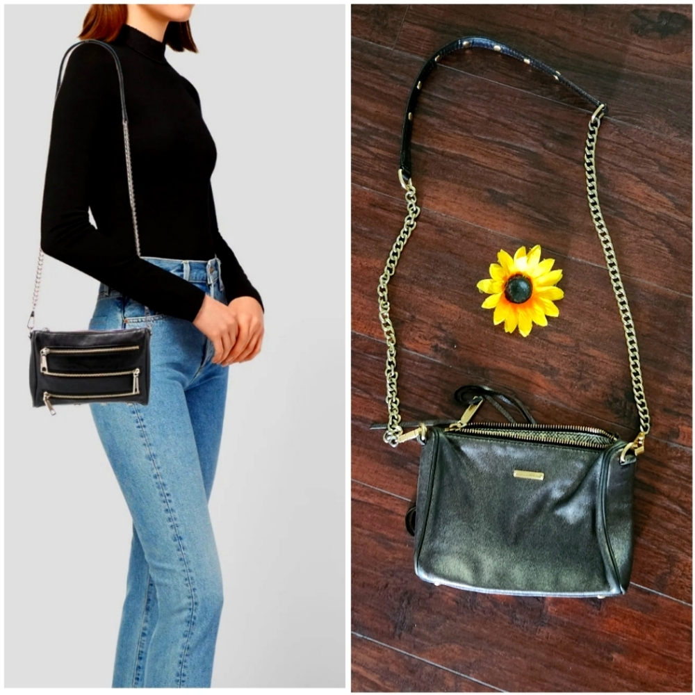 Rebecca MinkoffLeather Studded Chain Link Crossbody Bag